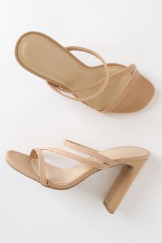 Strappy Suede Heels, Beige Strappy Heels With Padded Heel, Beige Strappy Heels With Heel Loop, Sandals Strappy, Sandal Heels, Natural High, Fresh Kicks, Heel Sandal, 4 Inch Heels