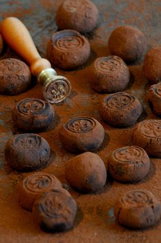 there are chocolates and a rolling pin on the table