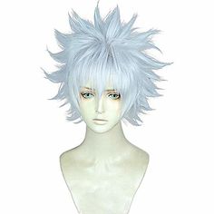 Category:Synthetic Wig; Gender:Men's; Wig Type:Cosplay Wig; Color Shade:White; Hair Material:Synthetic Hair; Cap Construction:Machine Made; Texture:Straight; Length:Short; Heat Resistant:Yes; Listing Date:05/24/2021; Hairstyle:Layered Haircut; Can Be Permed:No Killua Cosplay, Hunter X Hunter Cosplay, Kakashi Cosplay, White Halloween Party, Wig Short Hair, White Wigs, Ursula Costume, Wigs For Men, Hunter X Hunter Killua