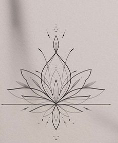 a black and white drawing of a lotus flower