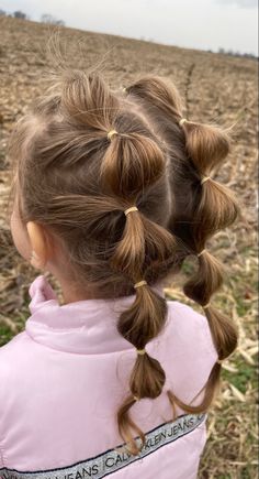 Kids Bubble Braid Hairstyles, Toddler Elsa Hair, Toddler Summer Hairstyles, Easy No Braid Hairstyles, Toddler Bubble Braid, Kids Bubble Braid, 100 Years Of Makeup, Girls Hair Style, Hair Styles For Kids