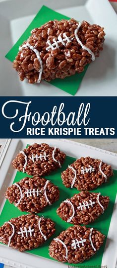 football rice krispie treats on a tray