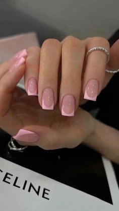 #ноготки #розовый #мило French Manicure Nails, Girly Acrylic Nails, Basic Nails, Work Nails, Classy Acrylic Nails, Short Square Acrylic Nails, Short Acrylic Nails