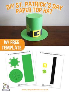 st patrick's day paper top hat with free printables for kids to make