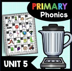 a poster with an image of a blender and the words primary phonics on it