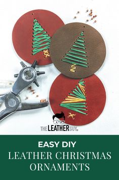 the leather christmas ornaments are being made with scissors