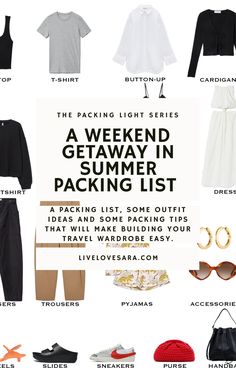 the packing list for a weekend getaway in summer