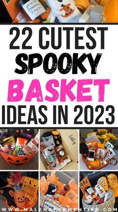 spooky basket ideas Halloween Treat Basket Ideas, Diy Halloween Gifts For Friends, Cheap Spooky Basket Ideas, Boo Basket Ideas For Teen Boys, Halloween Treat Baskets For Adults, Halloween Gift Basket Ideas For Adults, Halloween Basket For Coworkers, Halloween Basket Ideas For Adults, Diy Spooky Basket