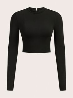 Women's Fashion Backless Tie Long Sleeve T-Shirt, Thumb Hole Cuff Design Black Casual  Extra-Long Sleeve Knitted Fabric Plain  Medium Stretch  Women Clothing, size features are:Bust: ,Length: ,Sleeve Length: Long Sleeve Cropped Top Outfits, Black Long Sleeve Outfit, Shein Basics, Black Long Sleeve Crop Top, Black Corset Top, Extra Long Sleeves, Crop Top Outfits, Black Long Sleeve Top, Really Cute Outfits