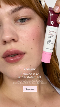 Fan-favorite, Hot Cocoa Balm Dotcom is back for a limited time. Instant nourishment, addictive taste + chestnut-brown tint. Glossier Hot Cocoa, Glossier Rollerball Perfume, Glossier Hot Cocoa Balm Dotcom, Glossier You Perfume Layering, Glossier Strawberry Balm Dotcom, Glossier You Perfume, Body Acne, Balm Dotcom, Makeup Accesories