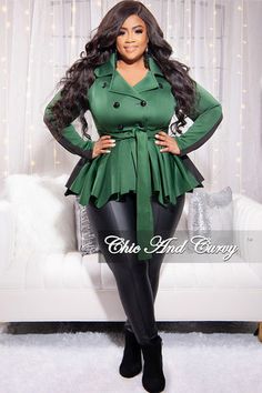 Final Sale Plus Size Long Sheer Kimono with Button Front in Black – Chic And Curvy Color Block Blazer, Shiny Black Leggings, Chic And Curvy, Monochromatic Outfit, Cute Coats, Peplum Jacket, Professional Women, Green And Khaki, Green Jacket