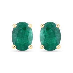 "14k Gold Emerald Earrings, Genuine Emerald Oval 14k Yellow Gold Stud Earrings for Women, Dainty Emerald Earrings, May Birthstone Gift Stand out from the crowd with these glittering studs earrings! Their unique shape and can't-be-missed coloring are the perfect way to make your outfit pop! Made of genuine oval zambian emerald gemstones, these have a total weight of 1.56 carats. The earrings are made of fine finish 14k yellow gold. If you are looking for a way to add some elegance and charm to yo Oval Gemstone Earrings In 14k Gold, 14k Gold Oval Gemstone Earrings, Yellow Gold Oval Earrings With Birthstone, Oval May Birthstone Earrings, Fine Jewelry Oval Earrings For May Birthstone, Oval May Birthstone Earrings In Fine Jewelry Style, Classic Oval Gemstone Earrings, Gold Emerald Earrings, Yellow Gold Stud Earrings