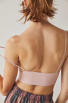 Low back bra is featured in our American made Signature Seamless fabric. * Plunging neckline * Pull-on silhouette | Ali Low-Back Seamless Bra by Intimately at Free People in Pink, Size: XS/S Stretch Seamless Bandeau Camisole, Seamless Stretch Bandeau Camisole, Seamless Stretch Camisole Bra, Stretch Bandeau Sports Bra With Seamless Construction, Stretch Low-cut Bra Friendly Crop Top, Seamless Fitted Bandeau Sports Bra, Stretch Seamless Bandeau Sports Bra, Low-cut Sports Bra With Removable Pads, Seamless Fabric Bra With Built-in Support