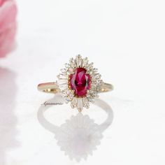 Victoria Natural Ruby Engagement Ring- 14K Solid Yellow Gold Ruby Engagement Ring Vintage, Stackable Engagement Ring, Ruby Ring Vintage, Ruby Ring Gold, Ruby Rings, Stackable Wedding Bands, Cushion Cut Engagement Ring, Engagement Ring Vintage, Ruby Engagement Ring