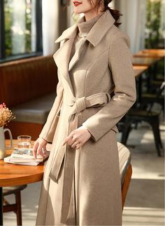 ❤❤A trench-inspired silhouette graces this wool blend coat that is simply elegant and will be an everlasting addition to your outerwear lineup. Detailed design: ●Single-breasted button closure ●Notched collar ●Lined ●Front welt pockets ●Removable tie belt ●Wool and polyester ●Dry clean ★★Please inform your height, weight and bust. Your clothes need me to spend 3-5 days to cut and sew. Please be patient. I will make your clothes with my heart. Belted Wool Coat With Lapel Collar For Winter, Elegant Wool Coat For Office In Solid Color, Wool Coat With Lapel Collar In Solid Color, Wool Coat With Solid Color And Lapel Collar, Elegant Double-breasted Wool Coat, Tailored Belted Wool Coat For Winter, Classic Solid Color Wool Coat, Chic Solid Wool Coat With Stand Collar, Elegant Spring Pea Coat With Stand Collar