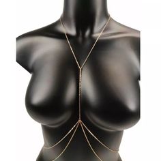 Kindly Send A Message Which Color You Would Like! Gold Or Silver Gold Body Chain That Attaches Behind The Neck And Behind The Lower Back. This Is A Product I Had Ordered In Bulk And Am Selling Some Here So It Is Never Worn, Never Used. Wear It Under A Shirt, Or Style Up Your Swim Wear! Jóias Body Chains, Chest Chain, Gold Body Chain, Body Chains, Geometric Type, Belly Chain, Waist Chain, Body Chain Jewelry, Body Suit