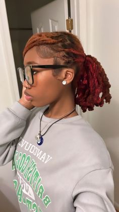 Loc Styles For Girls Locks, Pb&j Locs, How To Wrap Locs At Night, Short Loc Hair Styles For Black Women, Cute Lock Hairstyles, Ginger And Red Locs, Hairstyles For Medium Locs, Locs Dyed Black Women, Styles On Short Locs