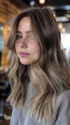 30 Balayage Hair Color Ideas for Your 2024 Aura Minimal Money Piece Hair, Blonde To Brown Hair Transition, Light Brown Hair With Cool Highlights, Dark Blonde Mid Length Hair, Brown Hair With Blonde Babylights