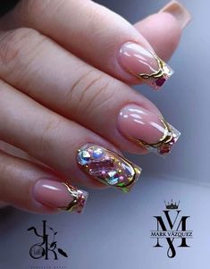 Nails Con Relieve, Halloween Nail Design, Quartz Nails, Gel Nail Art Designs, Fancy Nails Designs, Swarovski Nails, Nails Now, Nails Design With Rhinestones