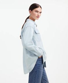 Alexa Chung for Madewell Oversized Denim Shirt in Dunklin Wash | Madewell Oversized Denim Shirt, Alexa Chung, Denim Shirt, Madewell, Money, Closet