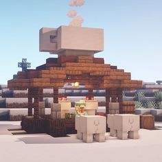 an image of a minecraft house in the middle of some desert with blocks around it