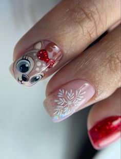 Cristhmas Nails, Nails Navidad, Nail Art Noel, Disney Acrylic Nails, Mickey Nails, Magic Nails, Cute Christmas Nails, Christmas Gel Nails