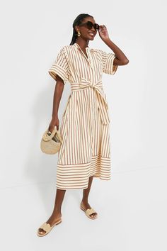 Scarlet Stripe Prescott Dress | Tuckernuck Chic Band, Sneakers Heels, Cocktail Attire, Versatile Dresses, Band Collar, Red Stripe, Weekend Wear, Office Fashion, Polished Look