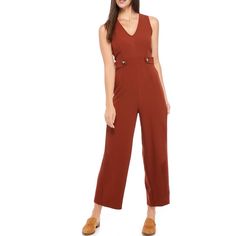 Sleeveless Button Side Jumpsuit Size Medium In Masala Color. Designed To Flatter, This Sleeveless Jumpsuit By June & Hudson Features Button Details At The Waist And A V-Neckline For A Chic Look. Invisible Zip Closure V-Neck Sleeveless Approx 56” Length Approx 28” Inseam Approx 14” Rise Approx 25” Leg Opening Color:Marsala Please Review All Photos As They Are Part Of The Description. Sleeveless Jumpsuits And Rompers With Buttons For Spring, Sleeveless Jumpsuits With Buttons For Spring, Chic Sleeveless Jumpsuit With Button Closure, Sleeveless Brown Jumpsuits For Workwear, Elegant Sleeveless Jumpsuits And Rompers With Buttons, Emerald Green Jumpsuit, Brown Jumpsuits, Yellow Jumpsuit, Bell Sleeve Romper