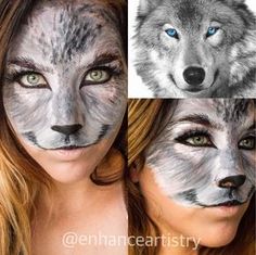 Wolf Face Paint, Face Painting Halloween Kids, Werewolf Makeup, Wolf Makeup, Halloween Wolf, Makeup For Halloween, Halloween Make-up Looks, Animal Makeup, Wolf Costume