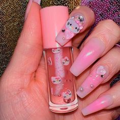 Hello Kitty Lip Gloss . Wand Tube Clear Lip Gloss Infused With All Natural Oils , Pink Shimmer And Hello Kitty Decals . Hello Kitty Decals, Hello Kitty Lip Gloss, Lip Gloss Business, Lip Gloss Pink, Barbie Pink Nails, Clear Lip Gloss, Nail Products, Lip Balm Gloss, Cute Makeup