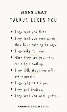 a list of signs that Taurus sign have a crush on you Taurus X Taurus Relationship, Taurus When They Have A Crush, Taurus And Cancerian, Taurus Crushing, Zodiac Sign Facts Relationships, Zodiac Signs Crush, Zodiac Crush, Taurus Crush, Taurus And Pisces