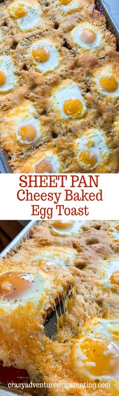 an egg casserole is being cooked in the oven and then baked with cheese