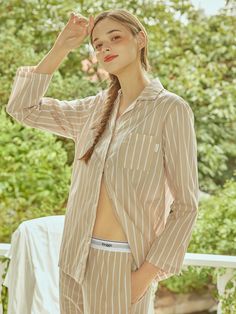 Composition : Fabric 1: 100% cottonCountry of Origin : Vietnam Beige Cotton Spring Sleepwear, Sleepwear Sets, W Concept, Lingerie Sleepwear, Pajama Set, Designer Fashion, Vietnam, Vanilla, Pajamas