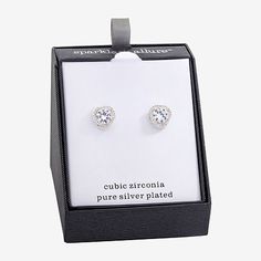 Features: Nickel Free, In A Gift BoxEarring Back: PostShape: KnotStone Cut: RoundMetal Color: Silver ToneEarring Length: 11mmEarring Width: 11mmCare: Wipe CleanStone Type: 98 Cubic ZirconiaEarrings Style: Stud EarringsMetal: Pure Silver Over BrassCountry of Origin: Imported Classic Cubic Zirconia Earrings For Gift, Gift Halo Design Crystal Earrings In Cubic Zirconia, Gift Halo Crystal Earrings With Cubic Zirconia, Gift Crystal Earrings With Halo Design, Classic Hypoallergenic Crystal Earrings As Gift, Classic Nickel-free Cubic Zirconia Earrings, Classic Nickel Free Crystal Earrings As Gift, Classic Nickel-free Crystal Earrings As Gift, Cubic Zirconia Crystal Earrings For Gift