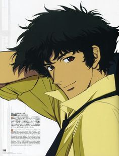 an anime character with black hair wearing a yellow shirt