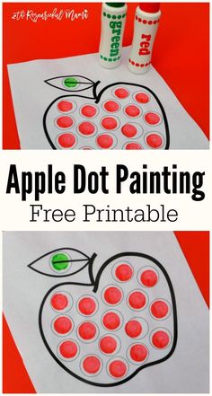 an apple dot painting printable for kids