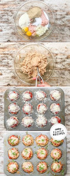 there are many small muffins in the pan and one is being made into cupcakes