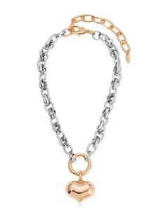 Materials 18k Gold Plated and Rhodium Plated, Steel, Brass Length 15" with a 5" chain extender Closure Lobster Clasp Back Necklace, Trendy Fashion Jewelry, Metal Heart, Chain Extenders, Chain Anklet, Fashion Business, Free App, Dream Jewelry, Mixed Metals