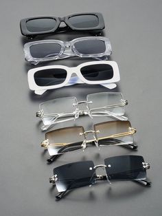 6pcs Men Square Frame Multicolor Fashion Glasses Hiking Driving Travel Vacation Musical Festival Accessories Beach Accessories Glasses Shades Looks Street Style And Suit For Sweater Jacket Sweatshirt Hoodie Leather Pants And Cargo Pants  Casual        Men Accessories, size features are:Bust: ,Length: ,Sleeve Length: Square Frame Sunglasses For Streetwear In Summer, Cool Tinted Sunglasses For Streetwear, Sunglasses Men, Rectangular Mirrored Sunglasses For Streetwear, Cool Streetwear Sunglasses For Summer, Mens Y2k Sunglasses, Fancy Glasses, Streetwear Accessories, Festival Accessories