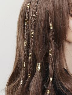 Gold Casual Collar  Iron  Hair Ring Embellished   Women Accessories Brown Hair, A Woman, Gold Rings, Braids, Hair, Gold, Black, Plaits