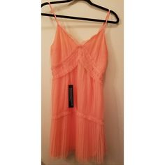 Coral/Orange Colored Dress. Nwt. Size 8. Side Zip. 100% Polyester *X Spring Orange Dress With Spaghetti Straps, Chic Orange Pleated Midi Dress, Peach Sleeveless Mini Dress For Evening, Orange Mini Dress With Spaghetti Straps For Evening, Orange Mini Dress For Summer Evenings, Evening Mini Dress In Orange With Spaghetti Straps, Orange Pleated Sleeveless Midi Dress, Orange Pleated Party Dress, Pleated Orange Party Dress