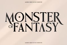 the title for monster of fantasy, written in black on a white background with shadows