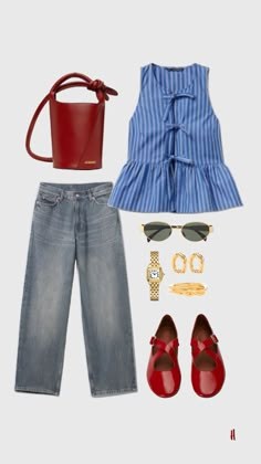 Outfit Primavera, Causual Outfits, Casual Chic Outfit, Lookbook Outfits, Red Shoes, Spring Summer Outfits, Outfits Casuales, Look Cool, Daily Outfits