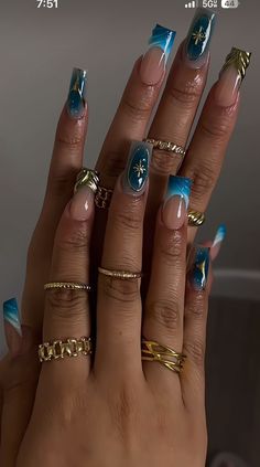 Teal Nails, Girly Acrylic Nails, Her Nails, Glow Nails, Simple Acrylic Nails, Acrylic Nails Coffin Pink, Unique Acrylic Nails, Bling Acrylic Nails, Pink Acrylic Nails