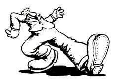 a black and white drawing of a baseball player sliding into home plate with his foot on the ground