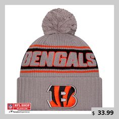 Get ready for the upcoming season with this Cincinnati Bengals 2024 Sideline Sport Cuffed Knit Hat with Pom from New Era. The raised embroidered team logo and NFL Shield on the cuff proudly display your Bengals fandom.  A chenille applique team name on the crown adds a textured and stylish touch. Chenille Applique, Digital Camo, Team Name, Cincinnati Bengals, Athletic Outfits, Knit Hat, Adjustable Hat, Knit Beanie, Cincinnati