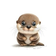 an adorable little otter with big eyes