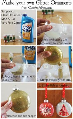 how to make christmas ornaments with glue and glitter