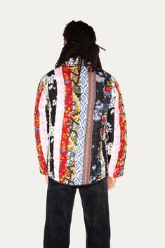 Our 'Orissa Upcycled Patchwork Trucker Jacket' is stunningly detailed. Perfect to wear over a sleek outfit on a chilly night out to stay stylish & warm. Style & Features The left chest pocket detail is functional & adds sophistication to the look Zip-up front Fabric & Materials Quilted fabrication Cotton, viscose Sizing & Fit Measurements are taken from size Medium: Chest: 22” Length: 29” Care Hand wash Style # MR171-87GR-112 Color: Multi Sleek Outfit, Quilt Coat, Patchwork Jacket, Clothing Design, Cotton Viscose, Trucker Jacket, Big Deal, Vera Bradley Backpack, Mens Clothing