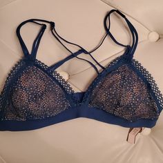 Nwt. Size Small. Blue Lace Bralette. Adjustable Straps. Lace Bralette, Blue Lace, Women's Intimates, Bralette, Adjustable Straps, Victoria's Secret, Color Blue, Lace, Women Shopping